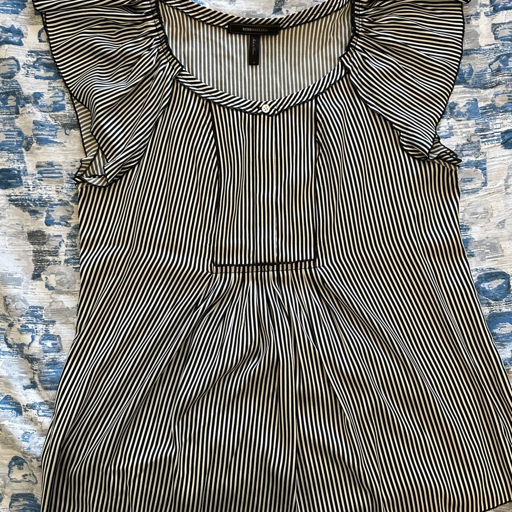 Black and White Striped Women's BCBG Top